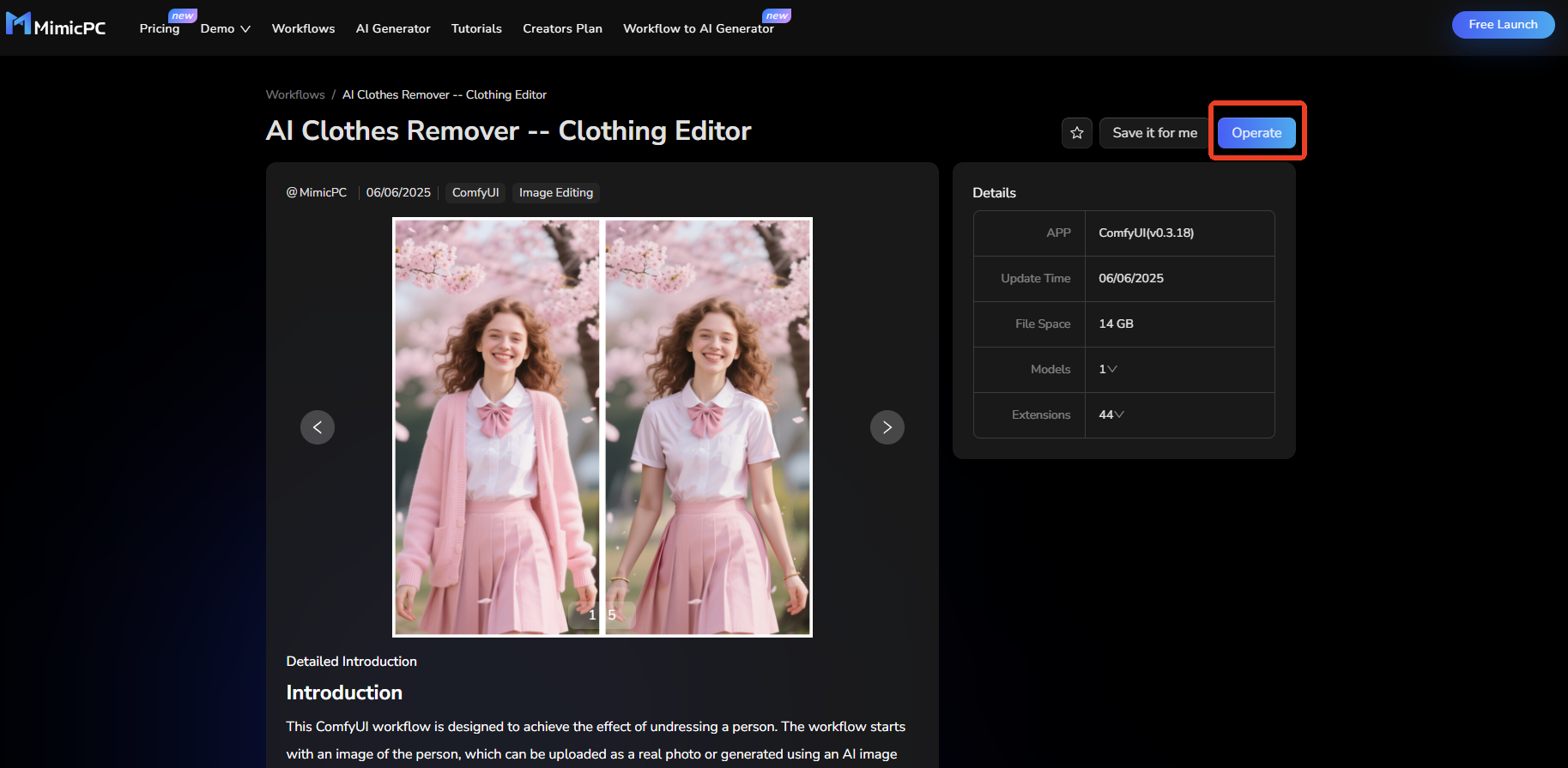 mimicpc ai undressing​ workflow