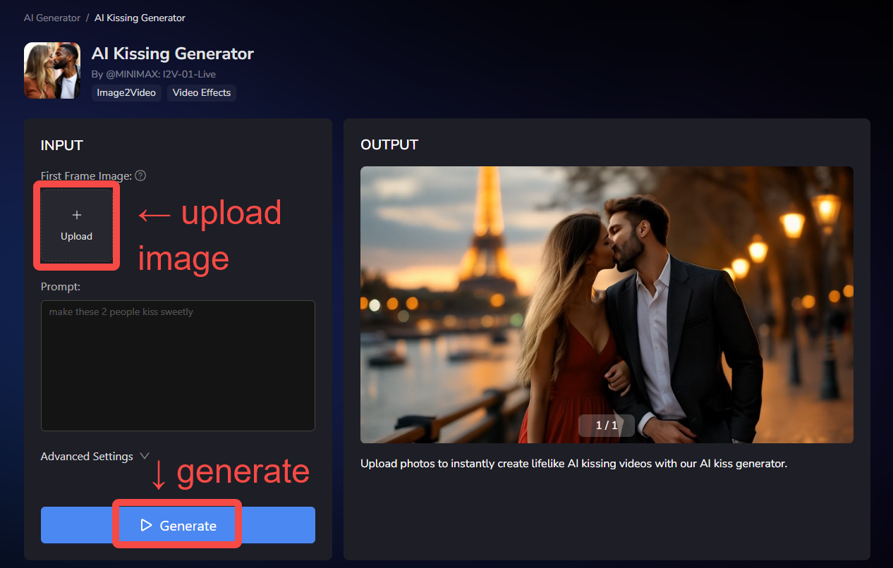 mimicpc ai kissing generator