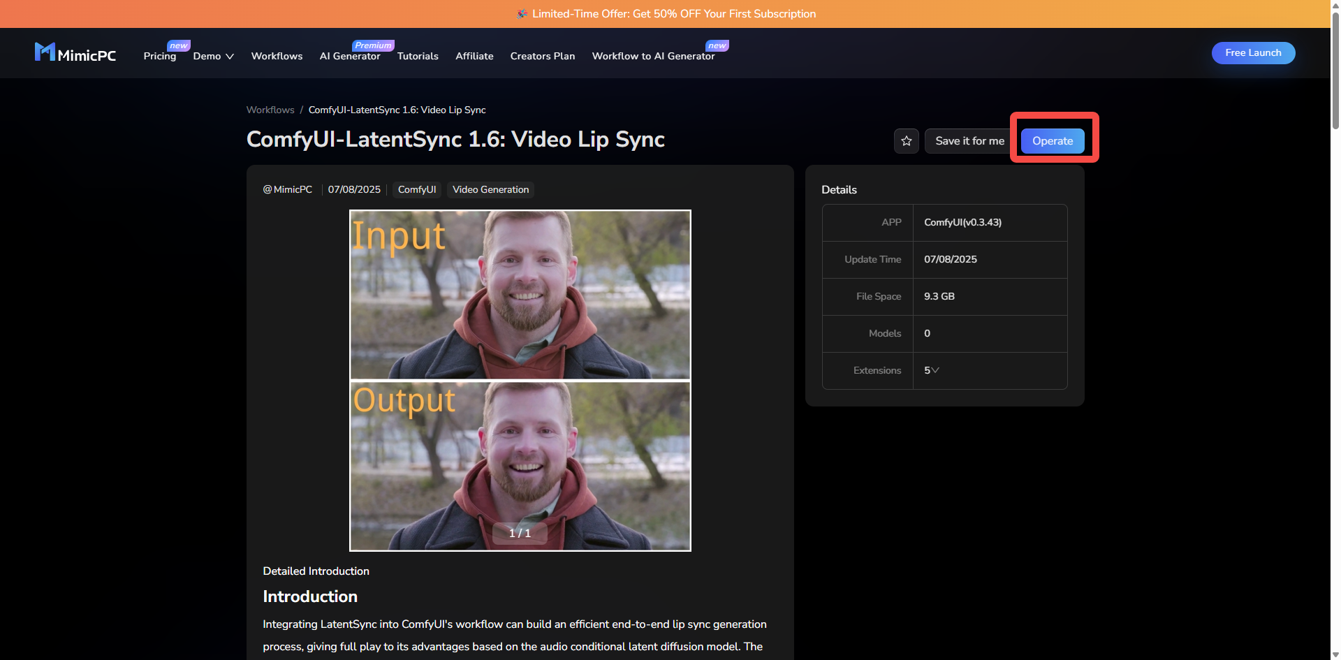mimicpc comfyui workflow: latensync 1.6 is the best lip sync ai tool
